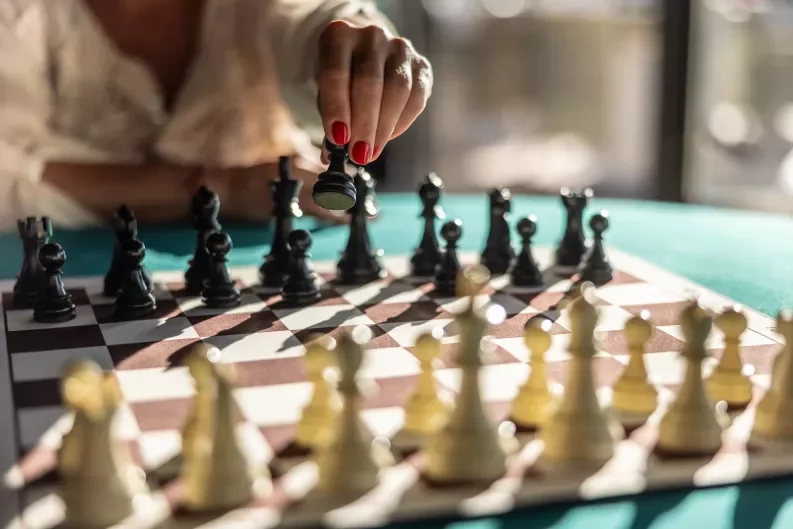 a sunlit chessboard